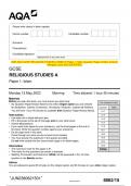 2023 AQA GCSE RELIGIOUS STUDIES A 8062/15 Paper 1: Islam Question Paper & Mark scheme (Merged) June 2023 [VERIFIED]