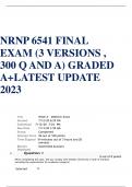 NRNP 6541 FINAL EXAM (3 VERSIONS , 300 Q AND A) GRADED A+LATEST UPDATE 2023 Test Week 6 - Midterm Exam Started 7/12/20 6:29 PM Submitted 7/12/20 7:24 PM Due Date 7/13/20 1:59 AM Status Completed Attempt Score 96 out of 100 points Time Elapsed 54 minutes o