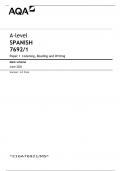 A-level SPANISH 7692/1 Paper 1 Listening, Reading and Writing Mark scheme June 2021 Version: 1.0 Final                                  *216A76921/MS*    Mark schemes are prepared by the Lead Assessment Writer and considered, together with the relevant qu