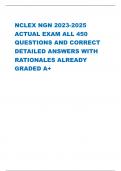 NCLEX NGN 2023-2025 ACTUAL EXAM ALL 450  QUESTIONS AND CORRECT  DETAILED ANSWERS WITH  RATIONALES ALREADY  GRADED A+