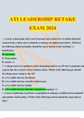 ATI LEADERSHIP RETAKE EXAM QUESTIONS AND ANSWERS with EXPLANATTIONS 2024.
