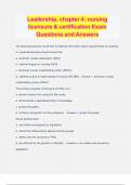 Leadership, chapter 4: nursing licensure & certification Exam Questions and Answers