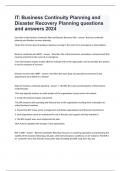 IT: Business Continuity Planning and Disaster Recovery Planning questions and answers 2024