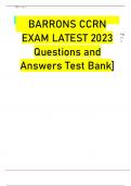 BARRONS CCRN Exam latest Questions and Answers.