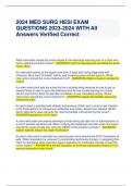 2024 MED SURG HESI EXAM QUESTIONS 2023-2024 WITH All Answers Verified Correct What instruction should the nurse include in the discharge teaching plan of a client who had a cataract extraction today? - ANSWERS-Light housekeeping is permitted but avoid hea