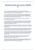 2023 Mental Health exam 2 version 2 GRADED A+ A nurse is caring for a client with delirium who is experiencing illusions. What environment conditions should the nurse arrange for the client? - ANSWERS-Provide a well-lit room without glares or shadows with