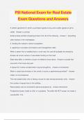 PSI National Exam for Real Estate Exam Questions and Answers