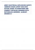 ARMY ELECTRICAL EXPLOSIVES SAFETY  /AMMO28/ EXAM LATEST 2024-2025 ACTUAL EXAM 135 QUESTIONS AND  CORRECT DETAILED ANSWERS WITH  RATIONALES ANSWERS ALREADY  GRADED A+