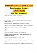 FLORIDA CIVIC LITERACY TEST  Questions and Answers  (2024 / 2025)  (Verified Answers)