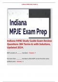 Indiana MPJE Study Guide Exam Review Questions 384 Terms & with Solutions, Updated 2024. 