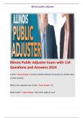 Illinois Public Adjuster Exam with 134 Questions and Answers 2024