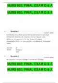 NURS 660; FINAL EXAM Q & A 2024