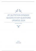 ATI Nutrition dynamic quizzes study questions