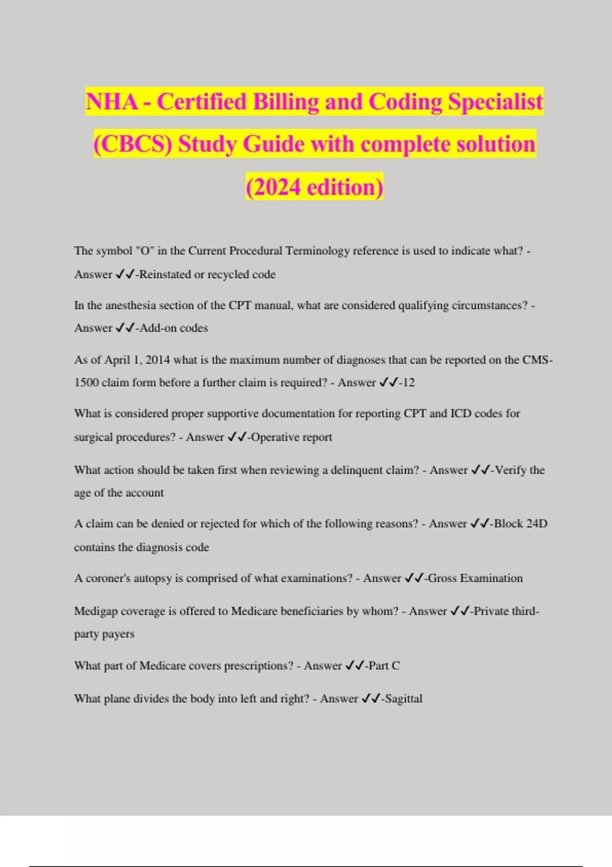 NHA - Certified Billing And Coding Specialist (CBCS) Study Guide With ...