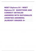 WSET Diploma D1 / WSET  Diploma D1 QUESTIONS AND  CORRECT DETAILED  ANSWERS WITH RATIONALES  (VERIFIED ANSWERS)  |ALREADY GRADED A+