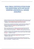 NHA CMAA CERTIFICATION EXAM  100 QUESTIONS WITH DETAILED  VERIFIED ANSWERS/A+ GRADE ASSURED