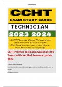 CCHT Practice Test Exam Questions (50 Terms) with Verified Answers Update 2024. 