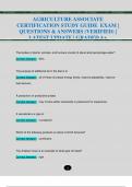 AGRICULTURE ASSOCIATES CERTIFICATION EXAMS PACK | QUESTIONS & ANSWERS (VERIFIED) | LATEST UPDATE | GRADED A 