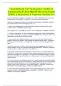 Foundations For Population Health in Community/Public Health Nursing Exam (2024) || Questions & Answers (Graded A+)