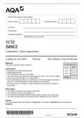 GCSE AQA June 2023 Dance Component 2 Dance Appreciation