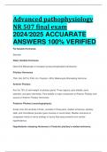 BEST ANSWERS Advanced pathophysiology NR 507 final exam 2024/2025 ACCUARATE  ANSWERS 100% VERIFIED