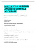 BEST ANSWERS Bio 224 100% VERIFIED  ANSWERS 2024/2025  ACCURATE