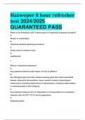 BEST ANSWERS Hazwoper 8 hour refresher test 2024/2025 GUARANTEED PASS