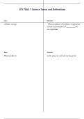 ATI TEAS 7 Science Terms and Definations  Term: Definition:  cellular energy Photosynthesis & cellular respiration  results in formation of for  an organism  Term: Definition:  Photosynthesis is the process carried out by green