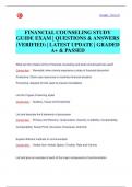 FINANCIAL COUNSELING STUDY GUIDE EXAM | QUESTIONS & ANSWERS  (VERIFIED) | LATEST UPDATE | GRADED  A+ & PASSED