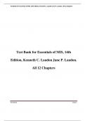 Test Bank for Essentials of MIS, 14th Edition, Kenneth C. Laudon Jane P. Laudon. All 12 Chapters A+