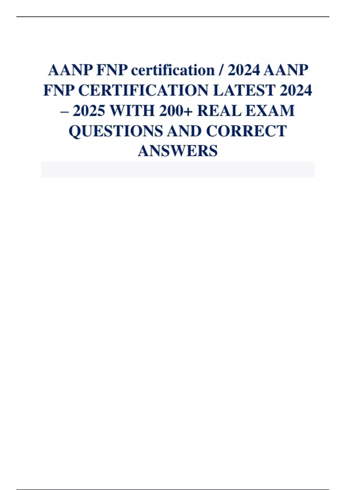 AANP FNP certification / 2024 AANP FNP CERTIFICATION LATEST 2024 2025