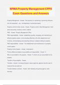 NPMA Property Management CPPS Exam Questions and Answers