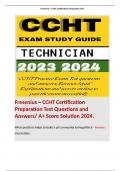 Fresenius ~ CCHT Certification Preparation Test Questions and Answers/ A+ Score Solution 2024. 
