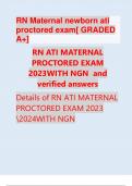 RN Maternal newborn ati proctored exam[ GRADED A+] RN ATI MATERNAL PROCTORED EXAM 2023WITH NGN and verified answers Details of RN ATI MATERNAL PROCTORED EXAM 2023 2024WITH NGN