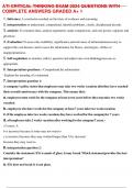 ATI CRITICAL THINKING EXAM 2024 QUESTIONS WITH  COMPLETE ANSWERS GRADED A+ 1