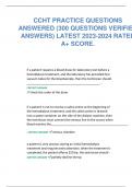 CCHT PRACTICE QUESTIONS ANSWERED (300 QUESTIONS VERIFIED ANSWERS) LATEST 2023-2024 RATED A+ SCORE. 