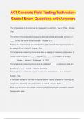 ACI Concrete Field Testing Technician- Grade I Exam Questions with Answers