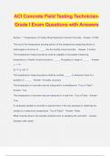 ACI Concrete Field Testing Technician- Grade I Exam Questions with Answers