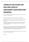 COMPLETE SOLUTIONS FOR  HESI PREP (HEALTH  ASSESSMENT QUESTIONS AND  ANSWERS)