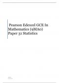   Pearson Edexcel GCE In Mathematics  Paper 31 Statistics MARK SCHEME (9MA0)