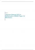 Pearson Edexcel GCE In Mathematics   Paper 32 Mechanics  MARK SCHEME 2023  (9MA0)