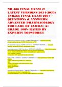 NR 566 FINAL EXAM (2 LATEST VERSIONS 2024-2025) -NR566 FINAL EXAM 200+ QUESTIONS & ANSWERS-ADVANCED PHARMACOLOGY FOR CARE OF FAMILY-A+ GRADE 100% RATED BY EXPERTS TOPSCORE!!!