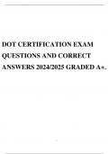 DOT CERTIFICATION EXAM QUESTIONS AND CORRECT ANSWERS 2024/2025 GRADED A+.