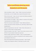 Tattoo and Body piercing exam Questions and Answers
