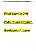 Final Exam-HORT 2043-Online Organic Gardening-Auburn with Complete Solutions