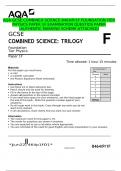 AQA GCSE COMBINED SCIENCE 8464/P/1F FOUNDATION TIER PHYSICS PAPER 1F EXAMINATION QUESTIOS PAPER  (AUTHENTIC MARKING SCHEME ATTACHED)