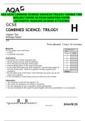 AQA GCSE COMBINED SCIENCE (BIOLOGY, PHYSICS,CHEMISTRY) FOUNDATION TIER AND HIGHER TIER  EXAMS (AUTHENTIC MARKING SCHEME ATTACHED)