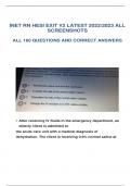 INET RN HESI EXIT V2 LATEST 2022/2023 ALL  SCREENSHOTS  ALL 160 QUESTIONS AND CORRECT ANSWERS • After receiving IV fluids in the emergency department, an elderly client is admitted to the acute care unit with a medical diagnosis of dehydration. The client