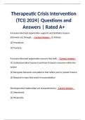 Therapeutic Crisis Intervention (TCI) 2024| Questions and Answers | Rated A+