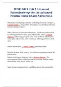 WGU D115 Unit 7 Advanced Pathophysiology for the Advanced Practice Nurse Exam| Answered A